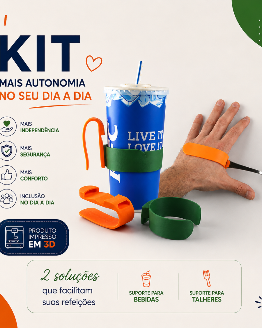 Kit Adaptador para Talheres e Bebidas – Mais Autonomia no Dia a Dia
